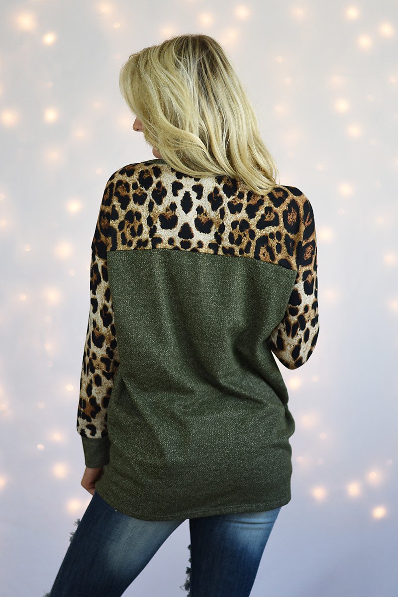 Olive Leopard Top – The Pulse Boutique