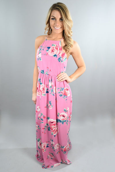 Feeling Magical in Pink Floral Maxi Dress – The Pulse Boutique