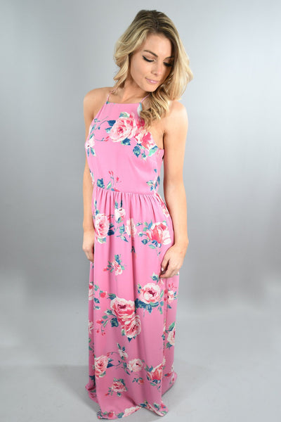 Feeling Magical in Pink Floral Maxi Dress – The Pulse Boutique