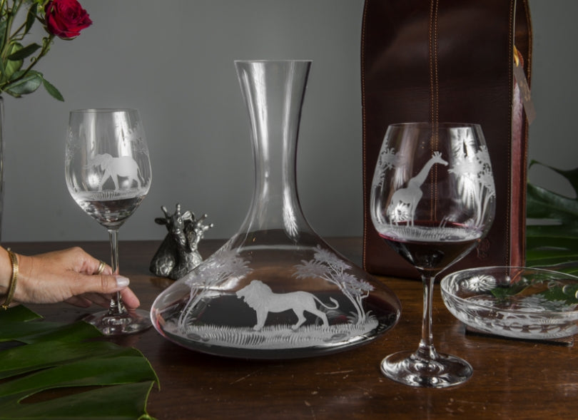 Leopard Crystal 18 oz Wine Glass Set of 2