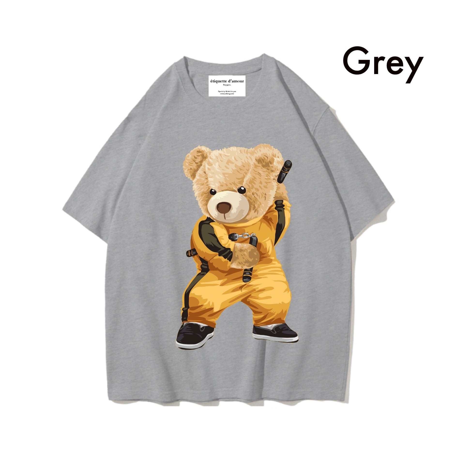 Etiquette Oversized T-Shirt - [0038] Bruce Lee Bear – étiquette d'amour sg