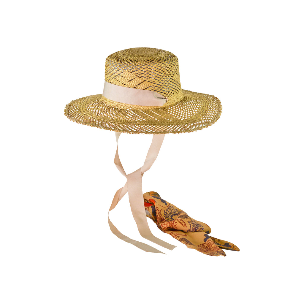 Open Weave Cordovan Hat With Handkerchief