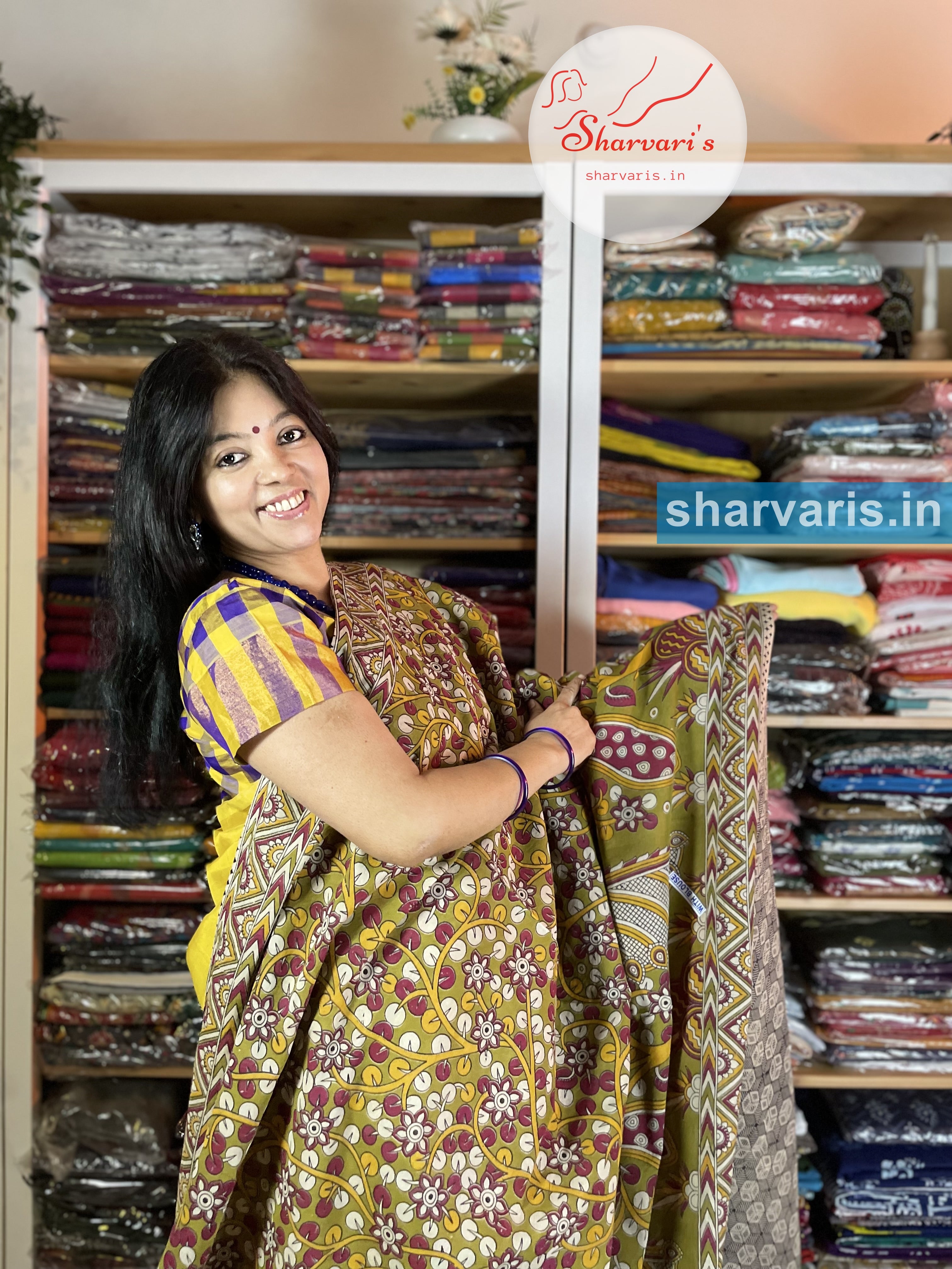 Kalamkari cotton saree – Pia Ka Ghar