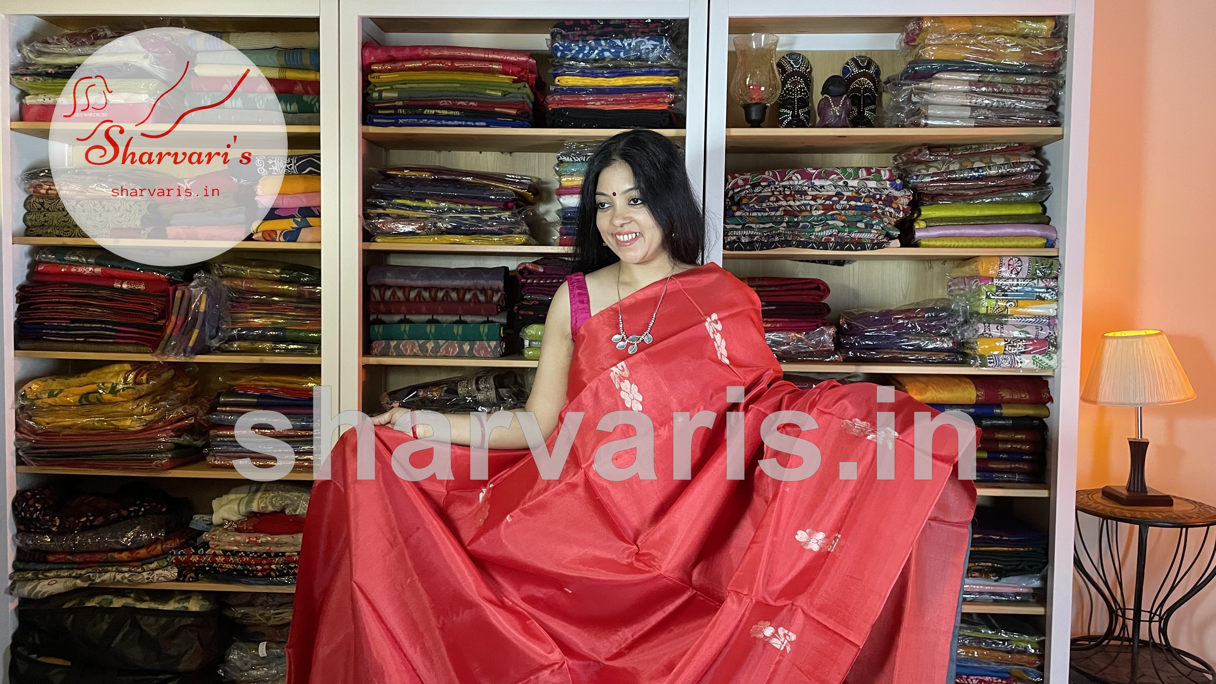 Banana silk saree black and red with tie & dye batik butta prints and –  Prashanti Sarees