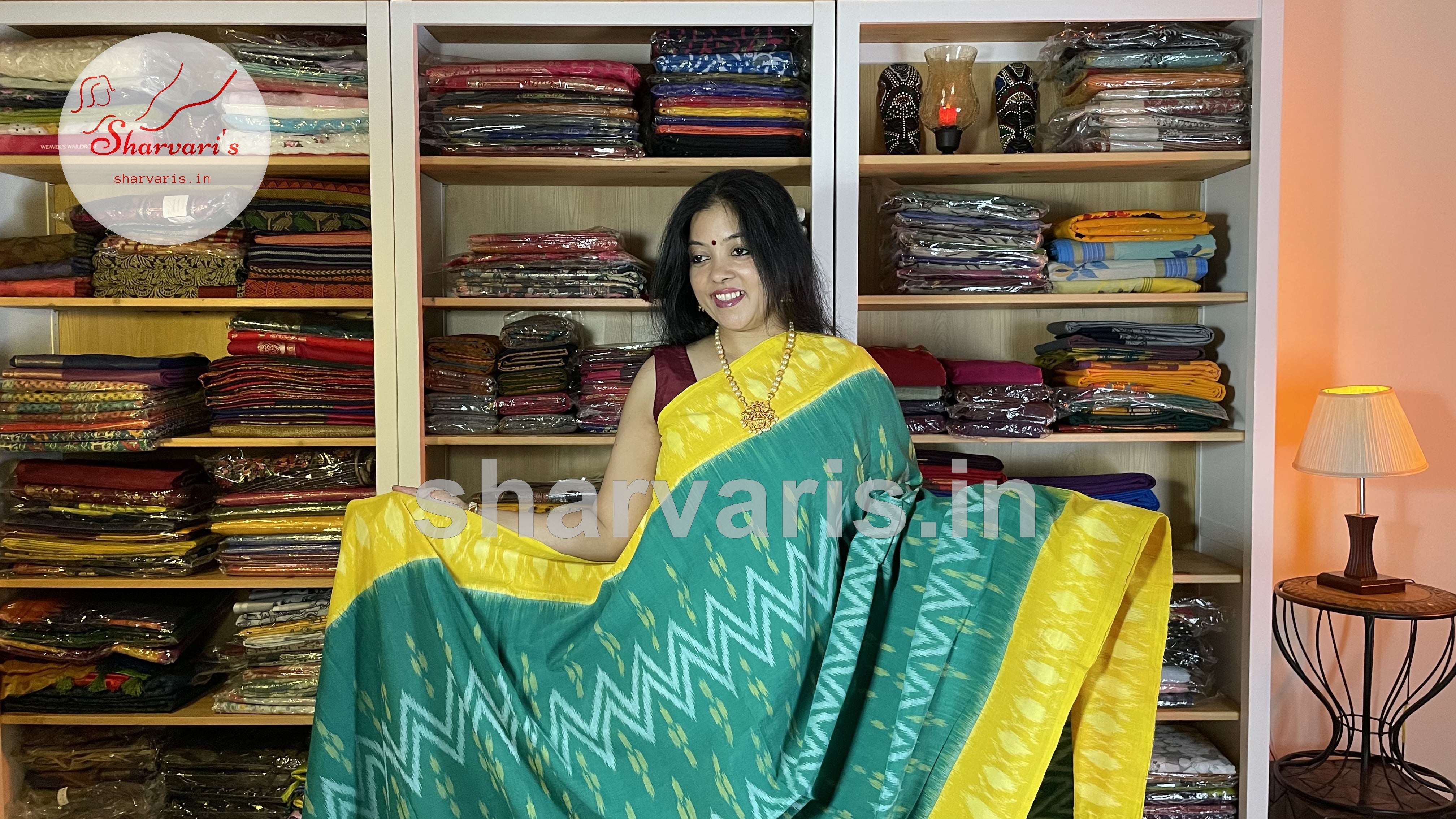 Double Ikkat Mercerised cotton saree BGHSDIC20308