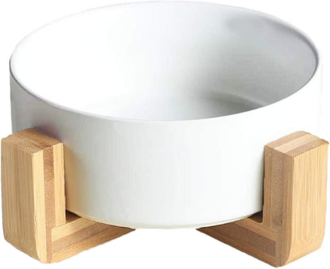 White ceramic dog bowl for dog food or water