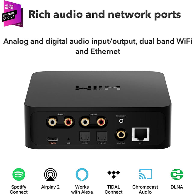  WiiM Mini AirPlay2 Wireless Audio Streamer, Multiroom Stereo,  Preamplifier, Works with Alexa and Siri Voice Assistants, Stream Hi-Res  Audio from Spotify,  Music and More : Electronics
