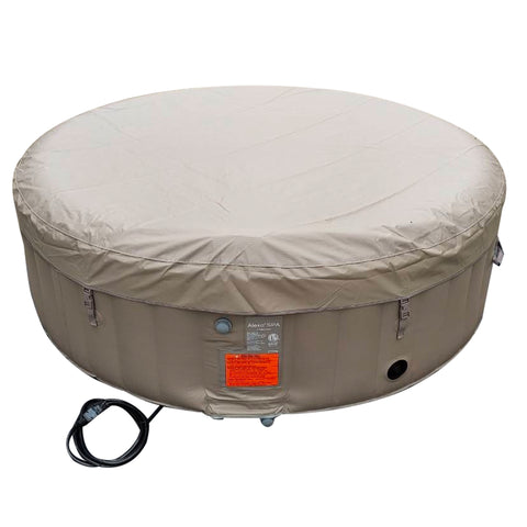 Image of Round Inflatable Jetted Hot Tub with Cover - 6 Person - 265 Gallon - Brown