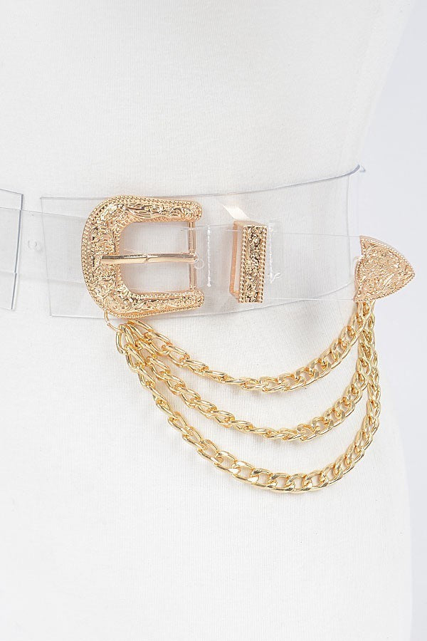 double buckle belt with chain