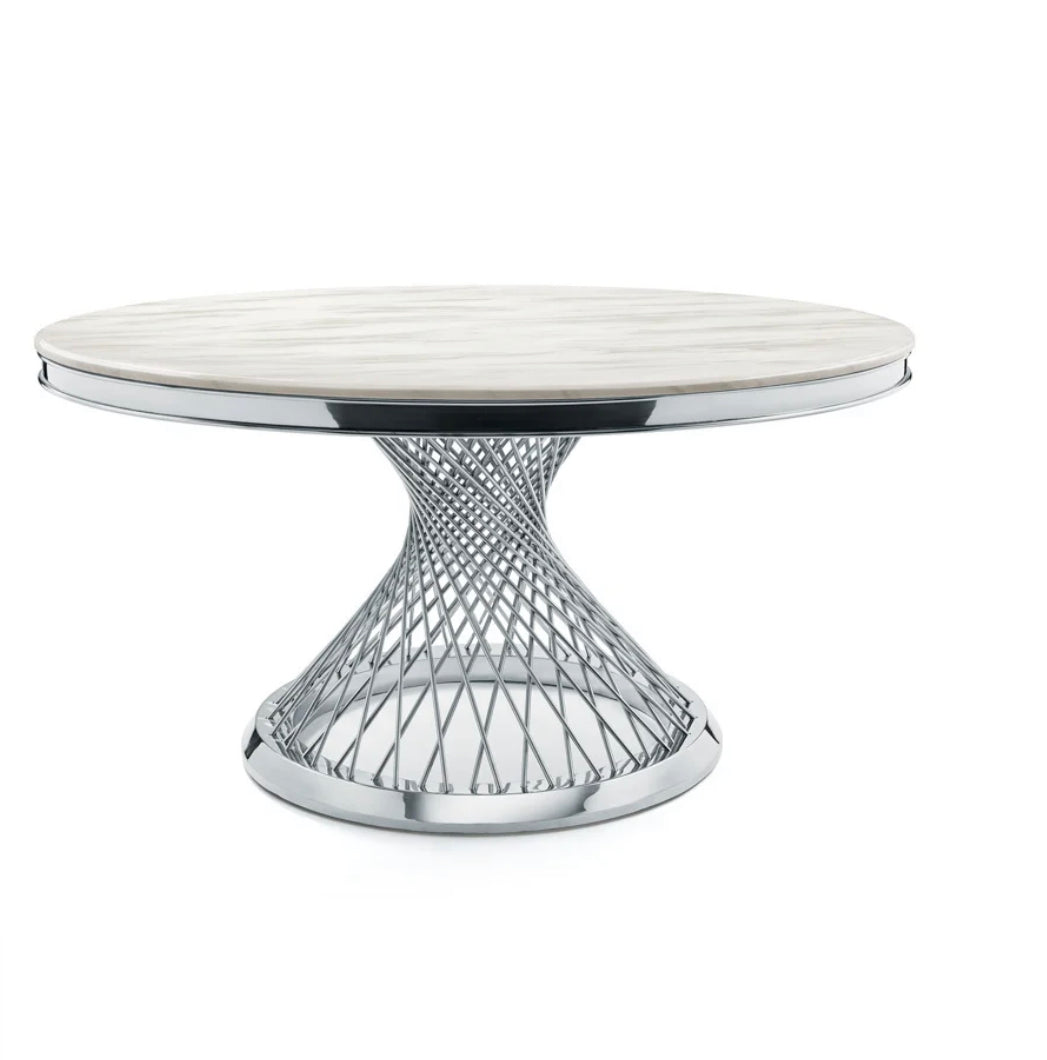 steel round dining table