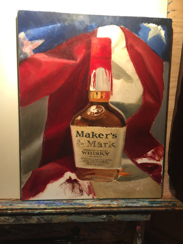 More lettering detail is displayed in this photo of maker mark painting