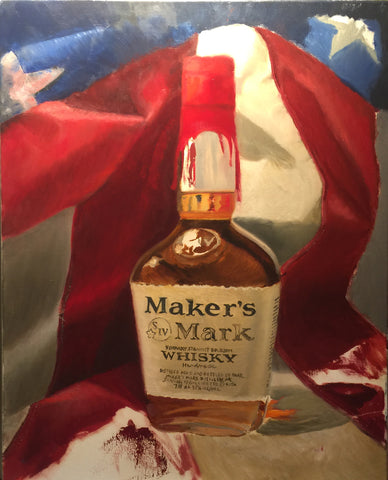 final step in blocking in lettering on the label of makers mark