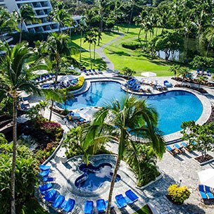 Overhead view of Mauna Lai Hotel pool