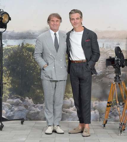 milano fashion week uomo 2023 primavera estate 2024 sfilata uomo vip stile attori cantanti modelli chris pine brunello cucinelli