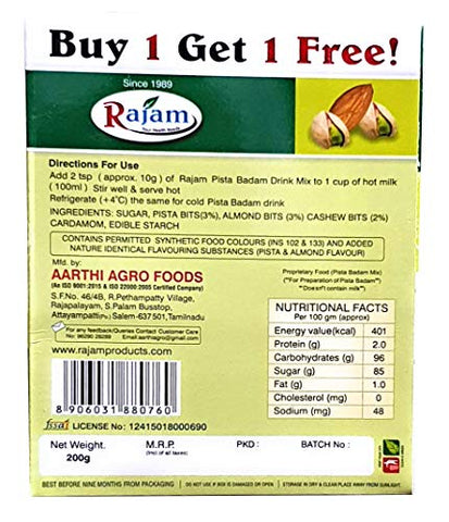 Rajam Pista Badam Drink Mix 200G Box (Buy 1 Get 1 Free)