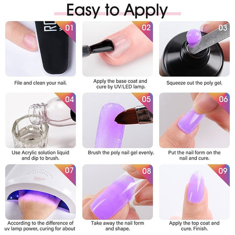 Poly Nail Gel Kit with UV Lamp, Slip Solution - Poly Nail Gel All-in-One Kit  | Nail kit, Polygel nails, Gel nail extensions