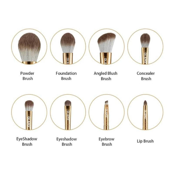 8 Piece Gold Makeup Brush Set | GX11 2