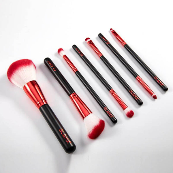 8 Piece Candy Apple Red and Black Makeup Brush Set | GX21 2