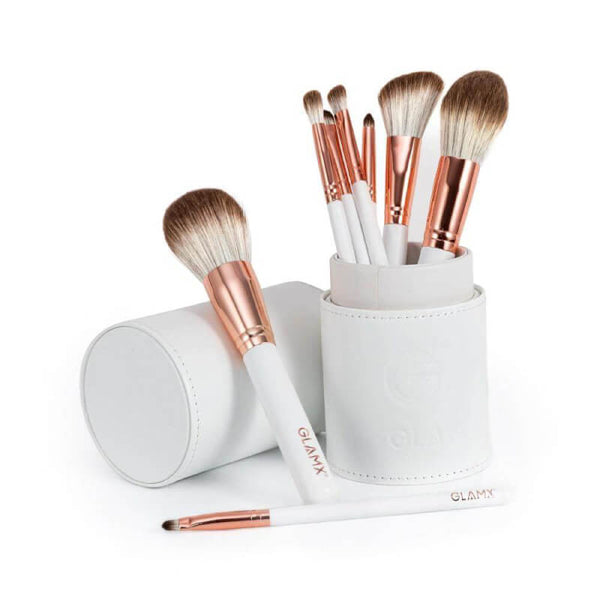 8 Piece Rose Gold and White Makeup Brush Set | GX20 1