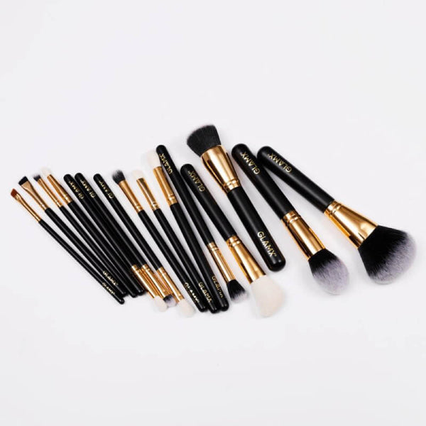 15 Piece Black and Gold Makeup Brush Set | GX40 2