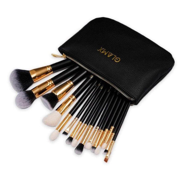 15 Piece Black and Gold Makeup Brush Set | GX40 1