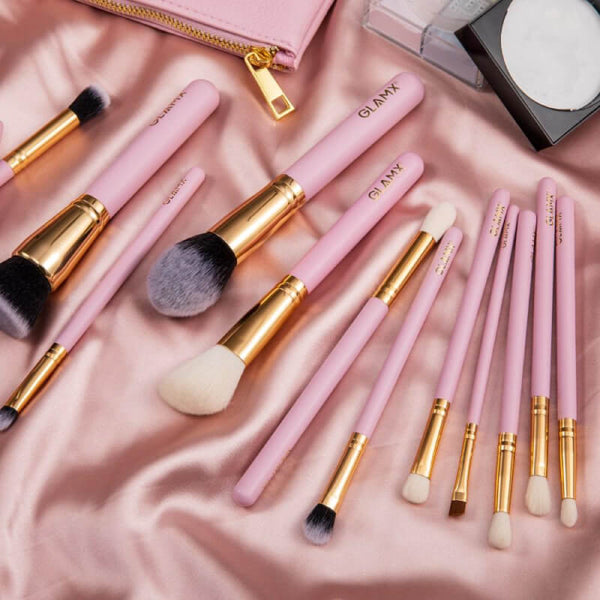 15 Piece Pink and Gold Makeup Brush Set | GX41 5