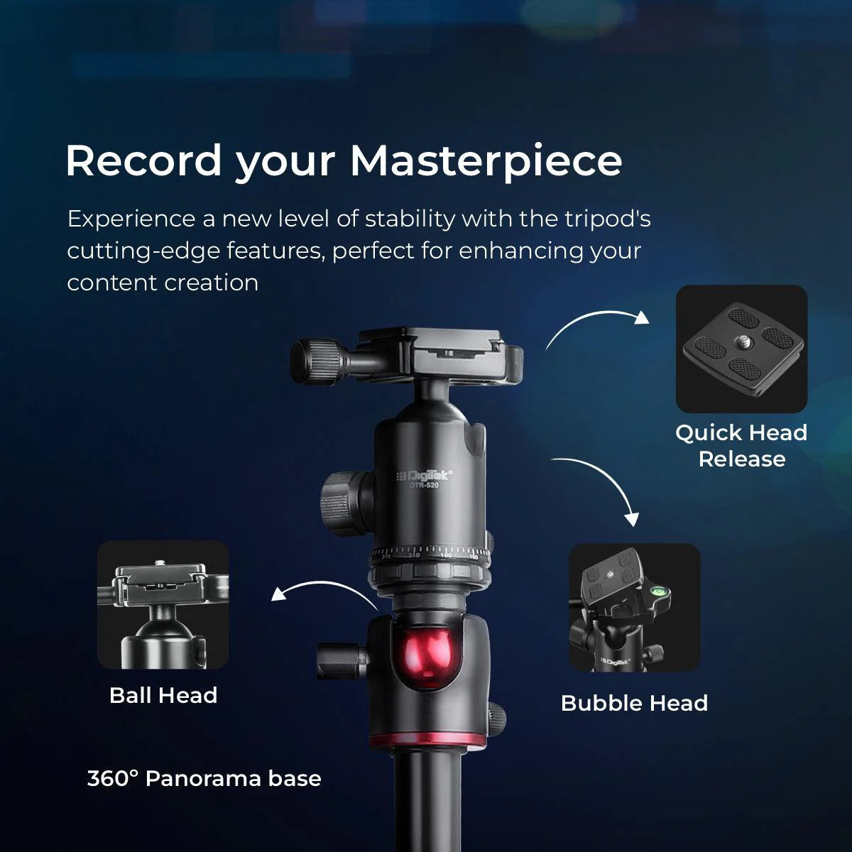 Digitek (DTR 520 BH) Professional Aluminum Tripod Cum Monopod with Swivel Pan Head, for DSLR Camera - Image 3