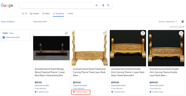 KatanaSwordArt is a Google Trusted Store