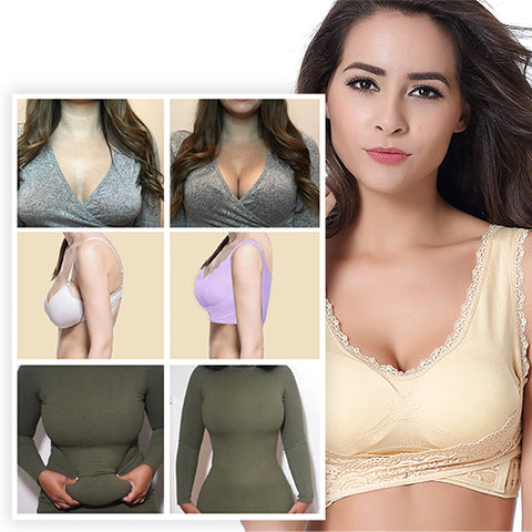 Adjustable Energy Field Front Strap Crossover Push-Up Lace Bra 