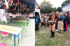 Gifford Circus food stand and smiling attendant 