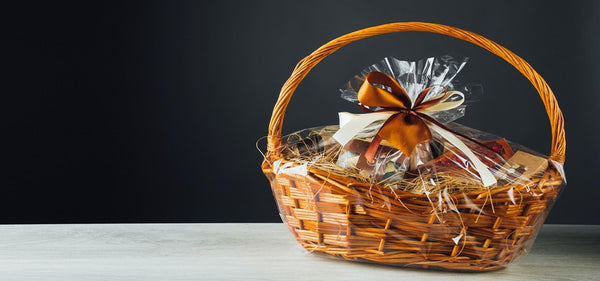 A gift basket including an assortment of different items.