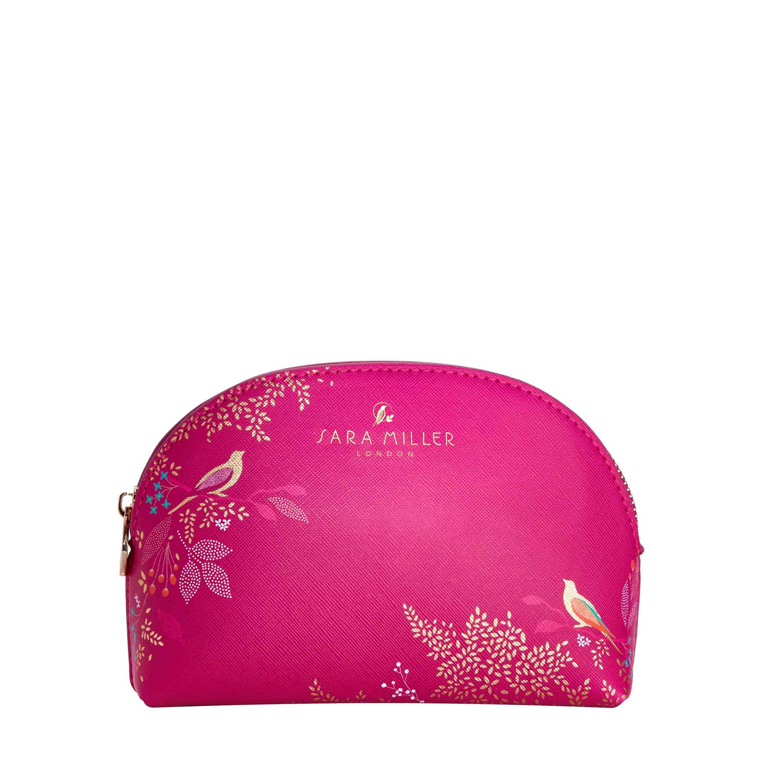 Sara Miller Small Pink Birds Cosmetic Bag