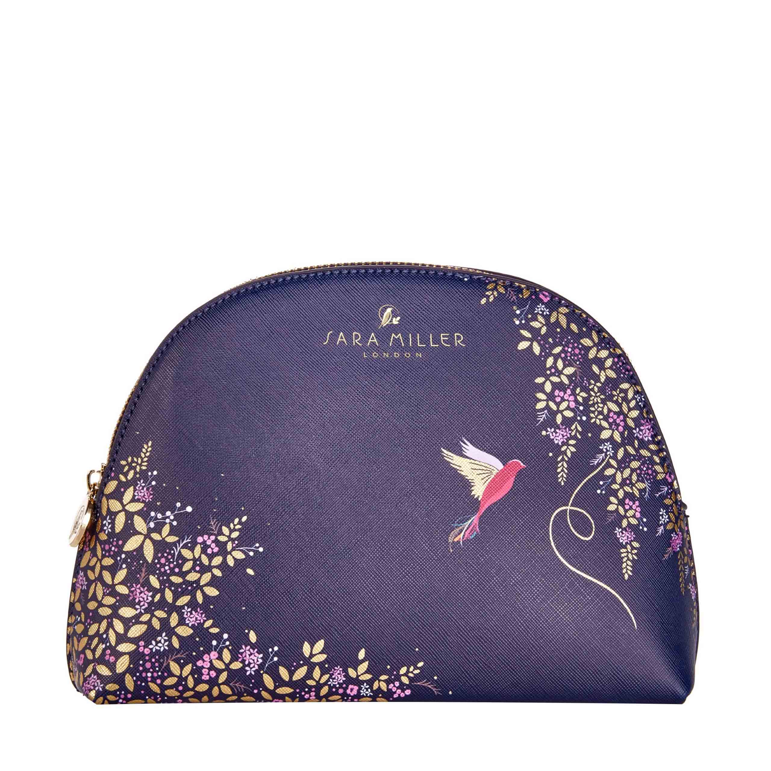 Sara Miller Medium Navy Hummingbird Cosmetic Bag