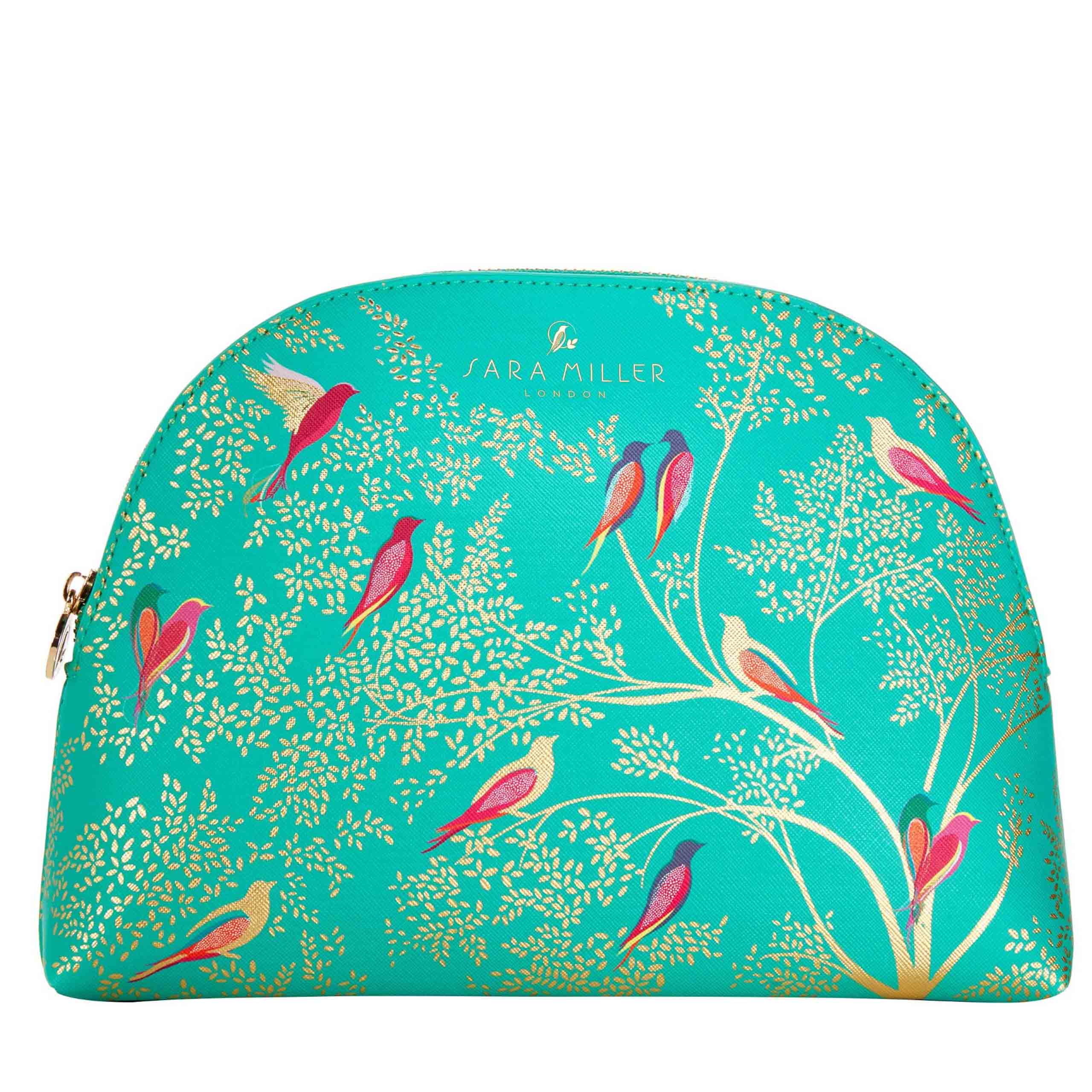 Sara Miller Large Green Birds Cosmetic Bag