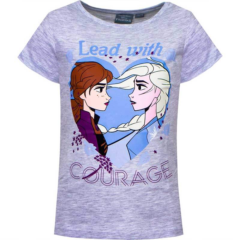 Disney Frost 2 Tshirt m. Anna og Elsa - Grå - 8 år/128 cm