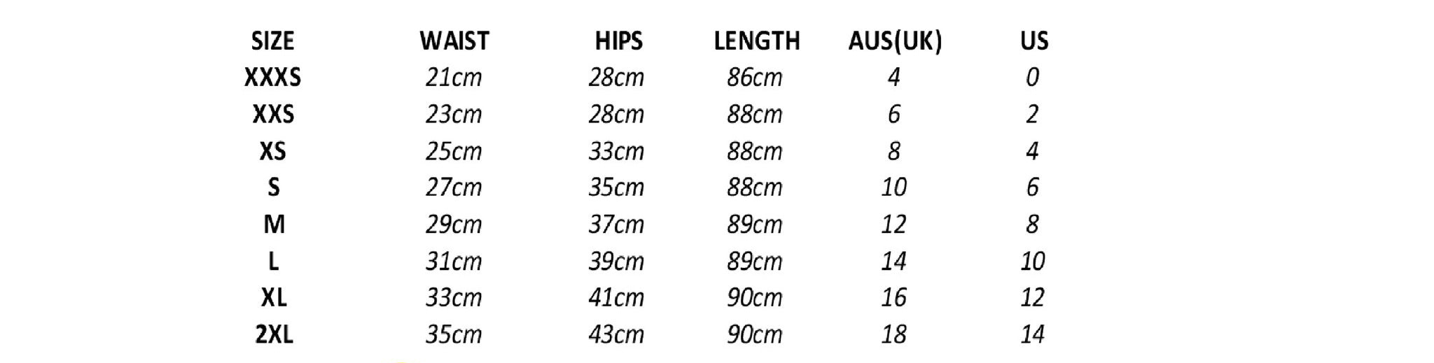 Tights Sizing Guide