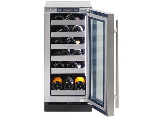 Sapphire | 15 Inch Built-In Single Zone Wine Cooler with 23 Bottle Capacity - SW15-SZ-SS - Home Bar Select