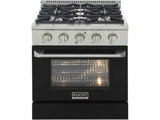 Kucht Pro-Style 36 in. 5.2 cu. ft. Natural Gas Range with Convection Oven  in Stainless Steel and Red Oven Door KNG361-R - The Home Depot