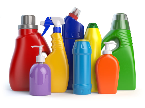 Plastic cleaning products bottles 
