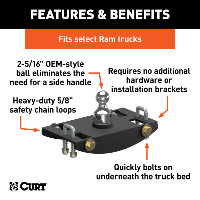 Curt 2019 Ram 2500 3500 Excl 5th Wheel Prep Package Oem Style Goose Rock Bottom Truck