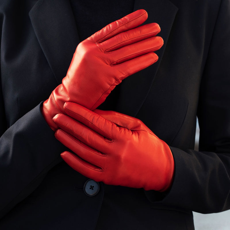 Rode Leren Handschoenen Dames - Touchscreen - Gemaakt in Italië Fratelli Orsini®