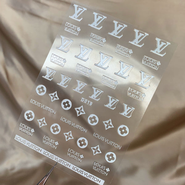 Gold Louis Vuitton Supreme Nail Stickers, Gelica Gels