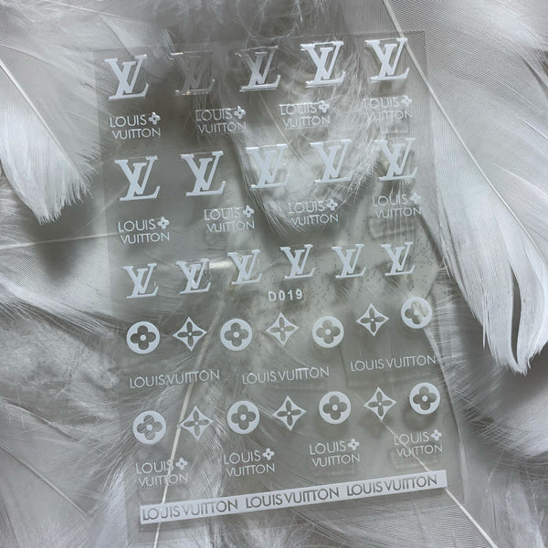 6 Sheets Black White LV Nail Stickers