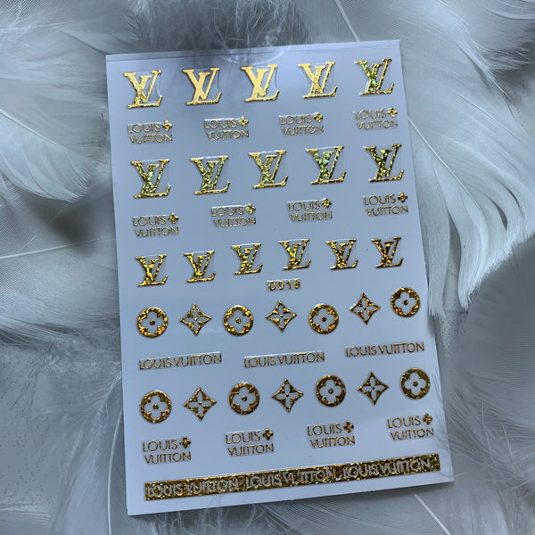 6 Sheets Gold LV Nail Stickers