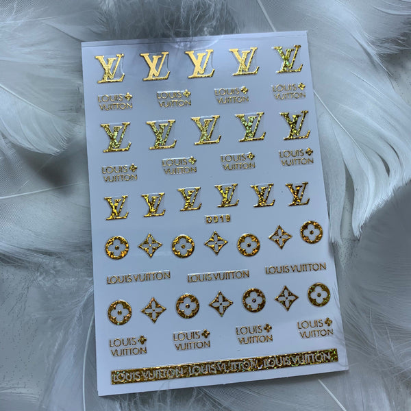 Louis Vuitton Paris Nagelklistermärken LV nail stickers Guld Svart