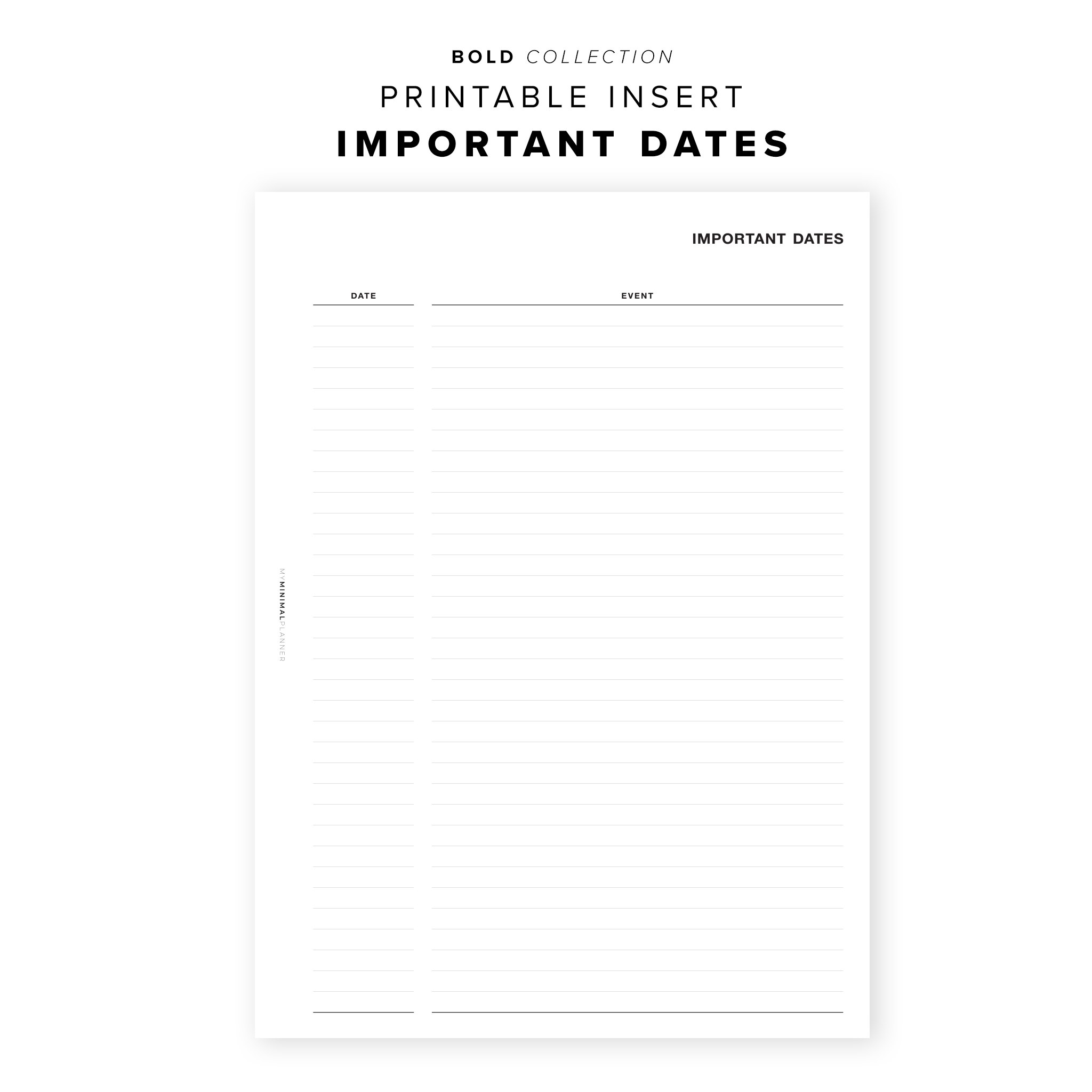 PR160 - Note to Self - Printable Insert – My Minimal Planner