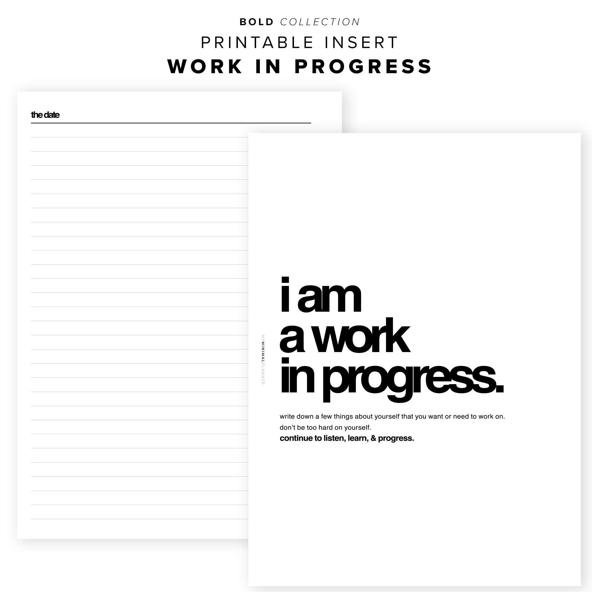 PR160 - Note to Self - Printable Insert – My Minimal Planner