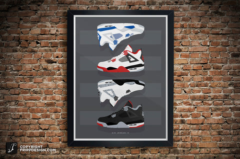 Retro G.O.A.T "4" Stacked Collection Illustration - Premium Sneaker Art