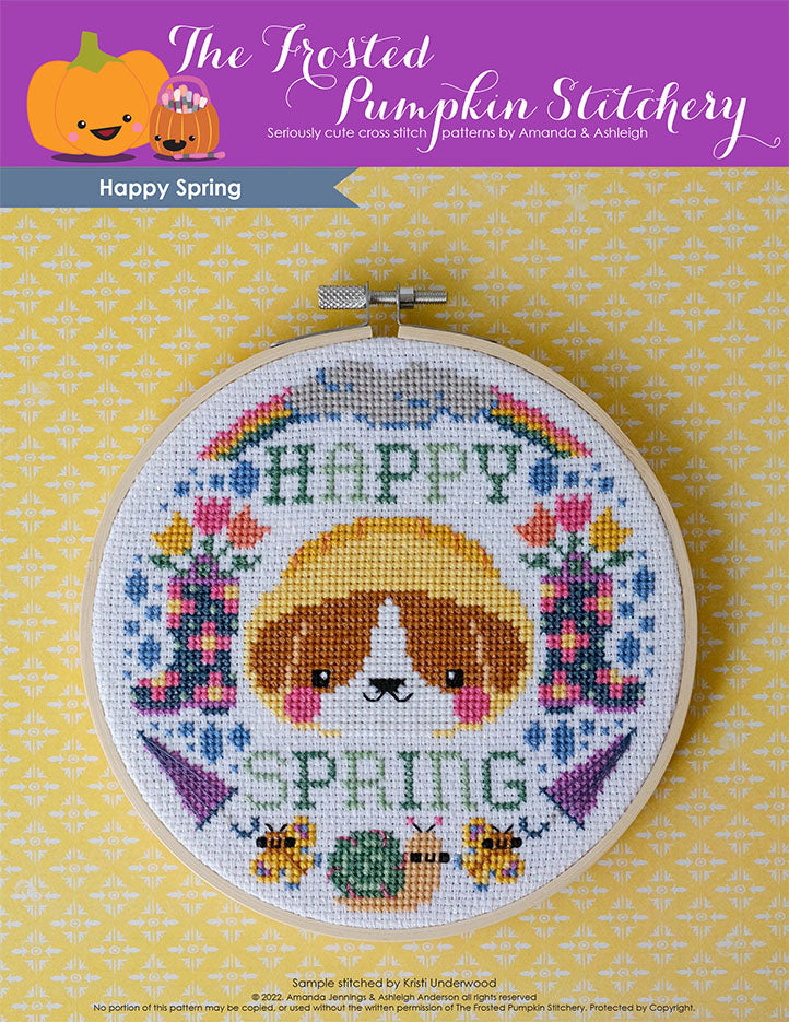 Happy Spring Printed Cross Stitch Pattern