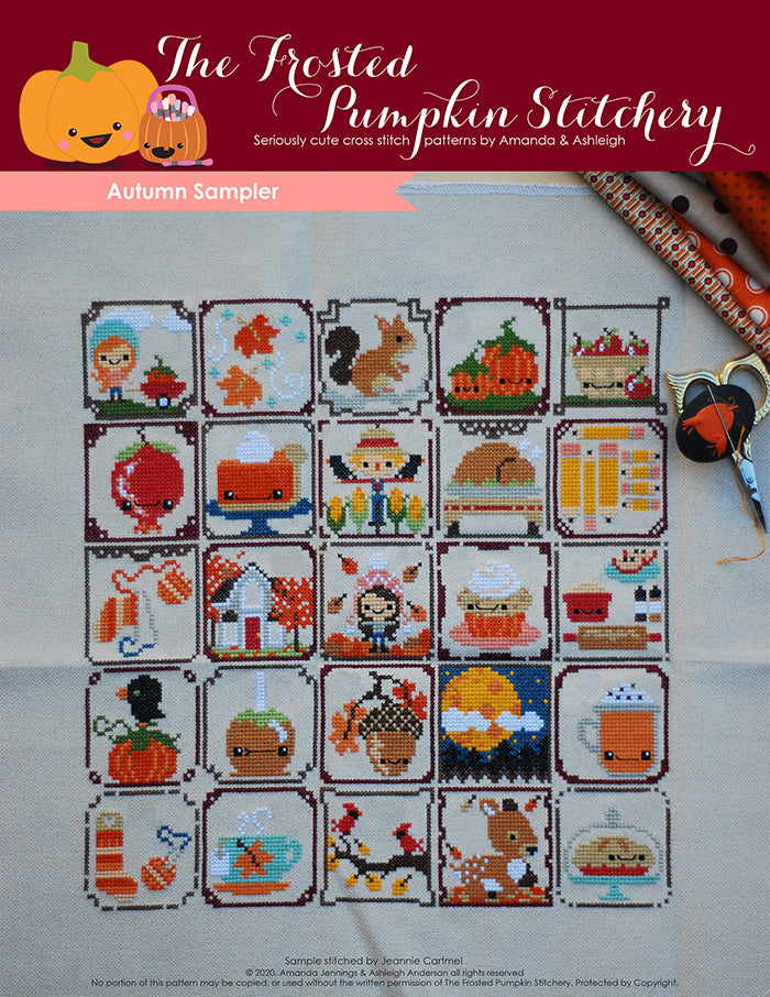 September Cross Stitch Pattern The Frosted Pumpkin Stitchery